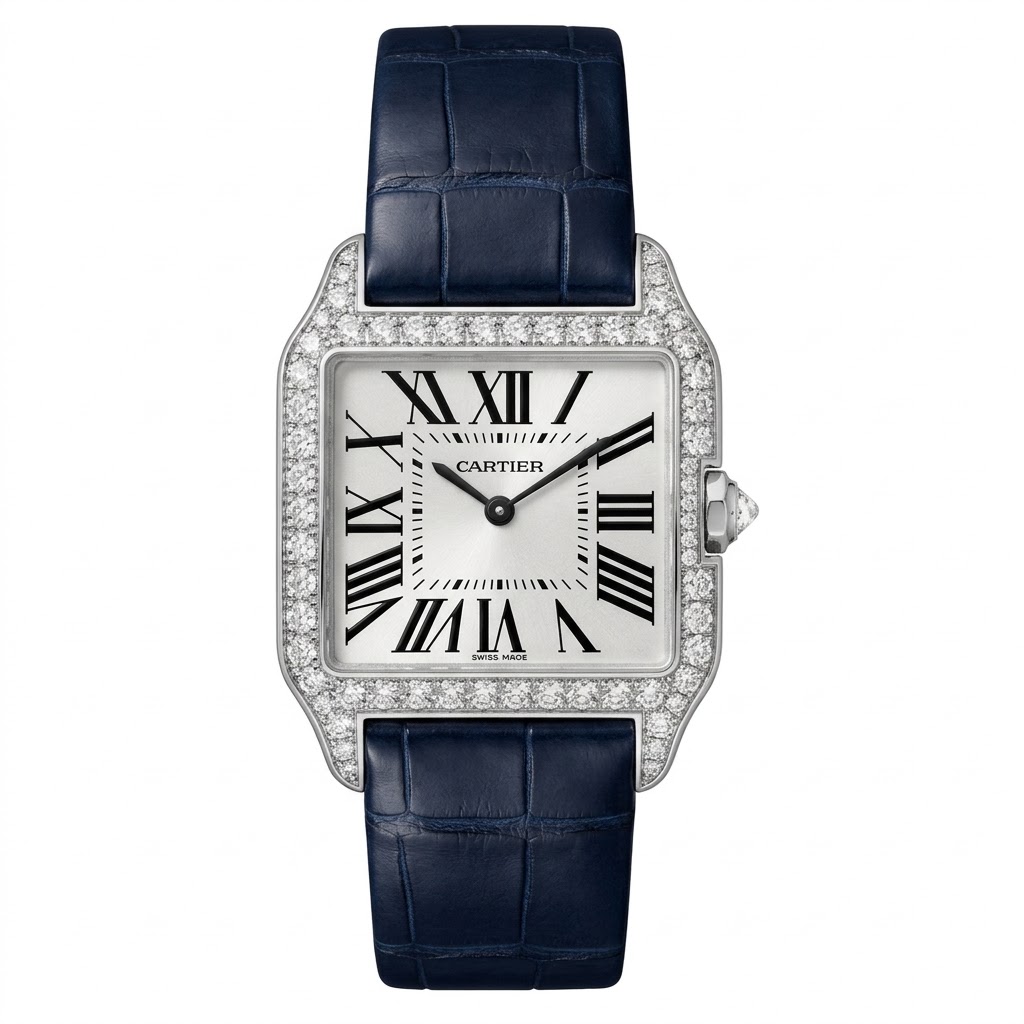 Cartier Santos Dumont 30mmx38mm WH100251 18K White Gold Men's Watch
