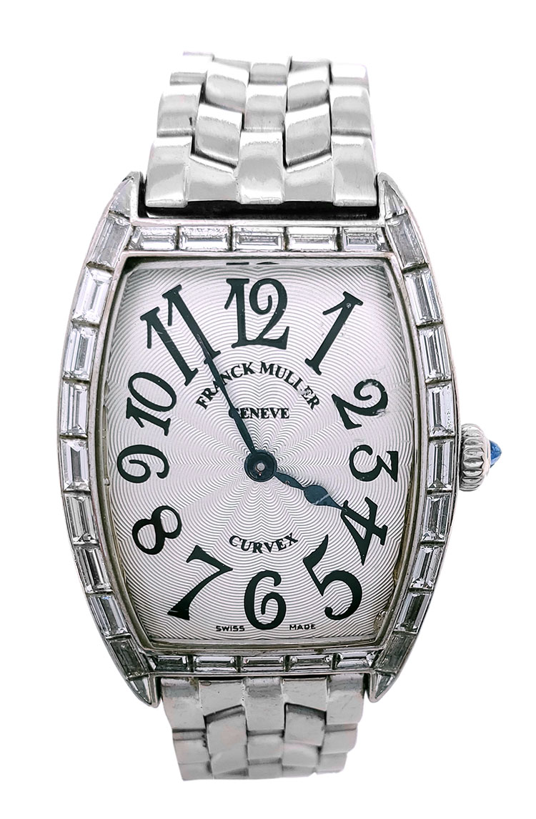 Franck Muller Cintree Curvex 24mmx34mm 1752 QZ BAG 18K White Gold