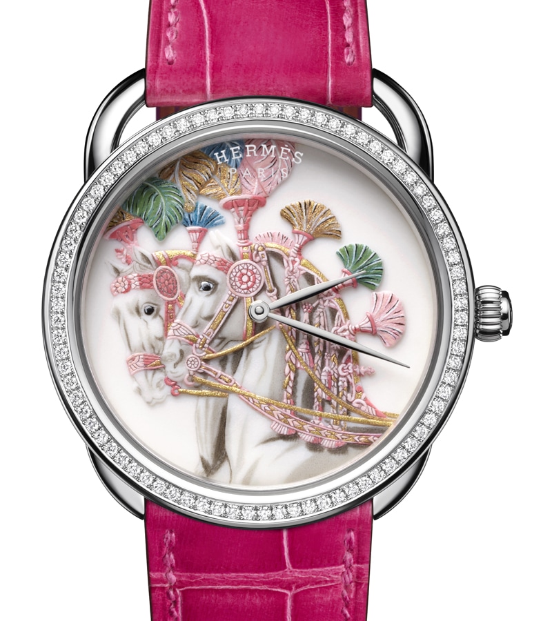 Hermes Arceau Harnais Français Remix 38mm 052811WW00 18K White Gold Women's Watch