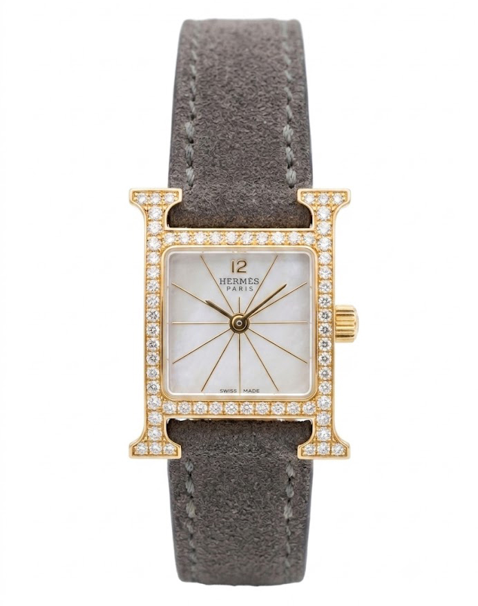 Hermes H Hour 25×17mm HH1.186.281/CNO 18K Yellow Gold Women's Watch