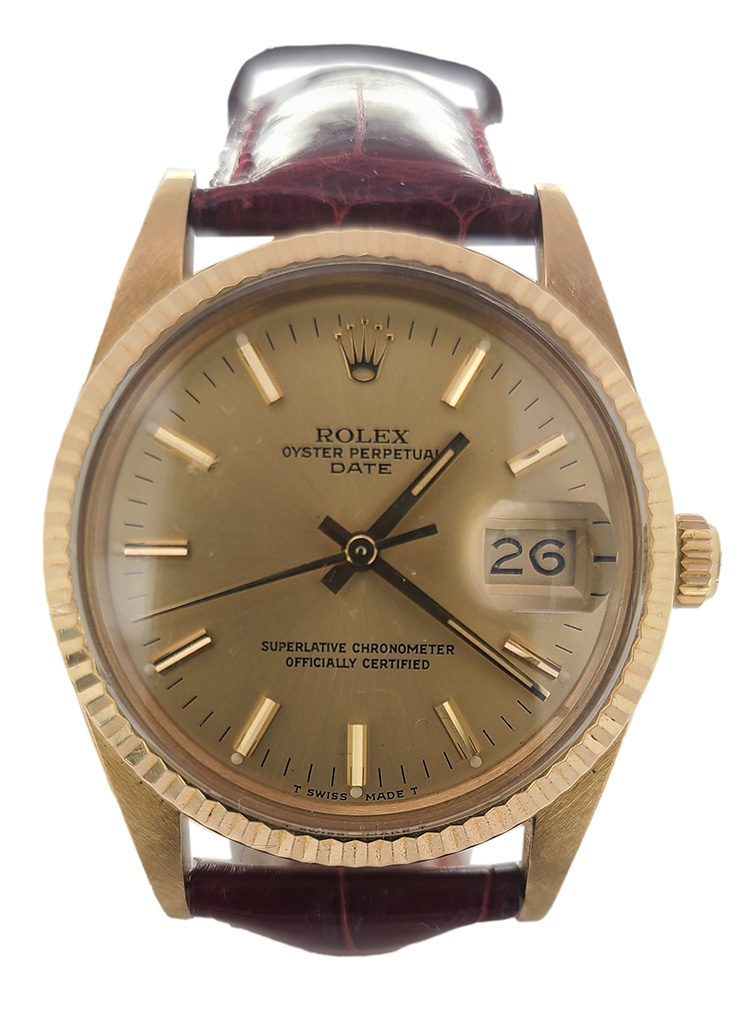 give renæssance kapital Rolex Date 36mm 15038 18K Yellow Gold Men's Watch - Swiss Made Corp...