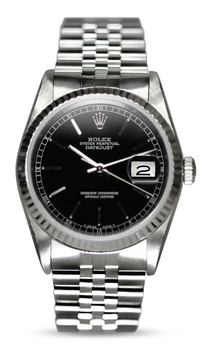 Rolex Datejust 16233 QS 36 Black Diamond Dial Watch