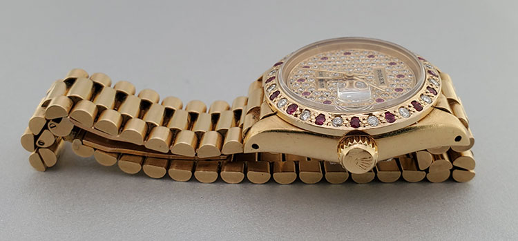 GENUINE ROLEX 18K GOLD & DIAMONDS OYSTER PERPETUAL DATEJUST LADIES WATCH  6917 — Pushkin Antiques