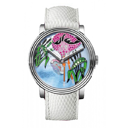 Boucheron Crazy Jungle Flamingo 42mm WA010226 18K White Gold Women's Watch