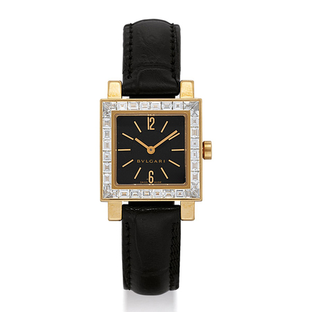 Bulgari/Bvlgari Quadrato 22mm SQ 22 LDGL 18K Yellow Gold Women's Watch