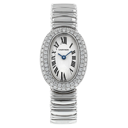 Cartier Baignoire Mini  18x23mm WB5095L2 18K White Gold Women's Watch