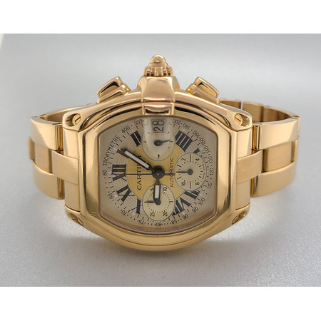Cartier Roadster Chronograph 48mm W62021Y2 2619 18K Yellow Gold Men's Watch