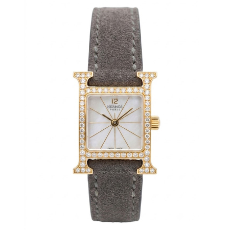 Hermes H Hour 25×17mm HH1.186.281/CNO 18K Yellow Gold Women's Watch