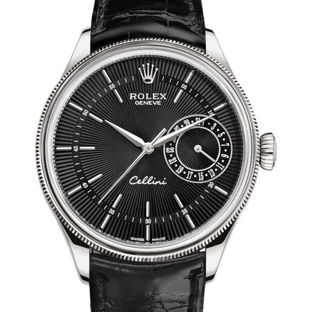 Rolex Cellini Dual Time 39mm 50529 18K White Gold Men's Watch