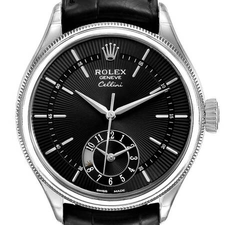 Rolex Cellini Dual Time 39mm 50529 18K White Gold Men's Watch