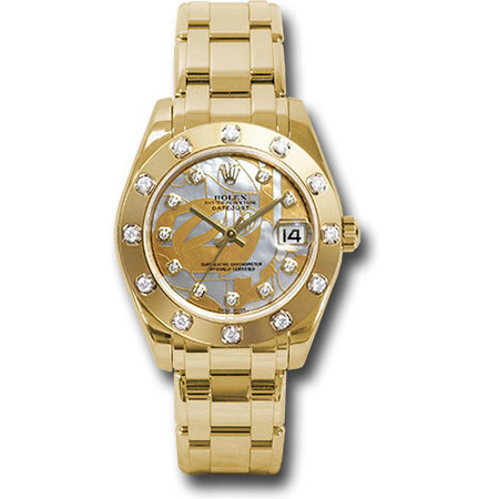 Rolex Datejust Pearlmaster 34mm 81318 18K Yellow Gold Women's Watch